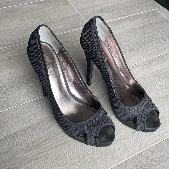 Charles David black net peeptoe heels - Picture 3 of 7